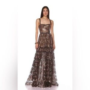 Brown Sequin Evening Gown Dress Bronx And Banco Sz 6